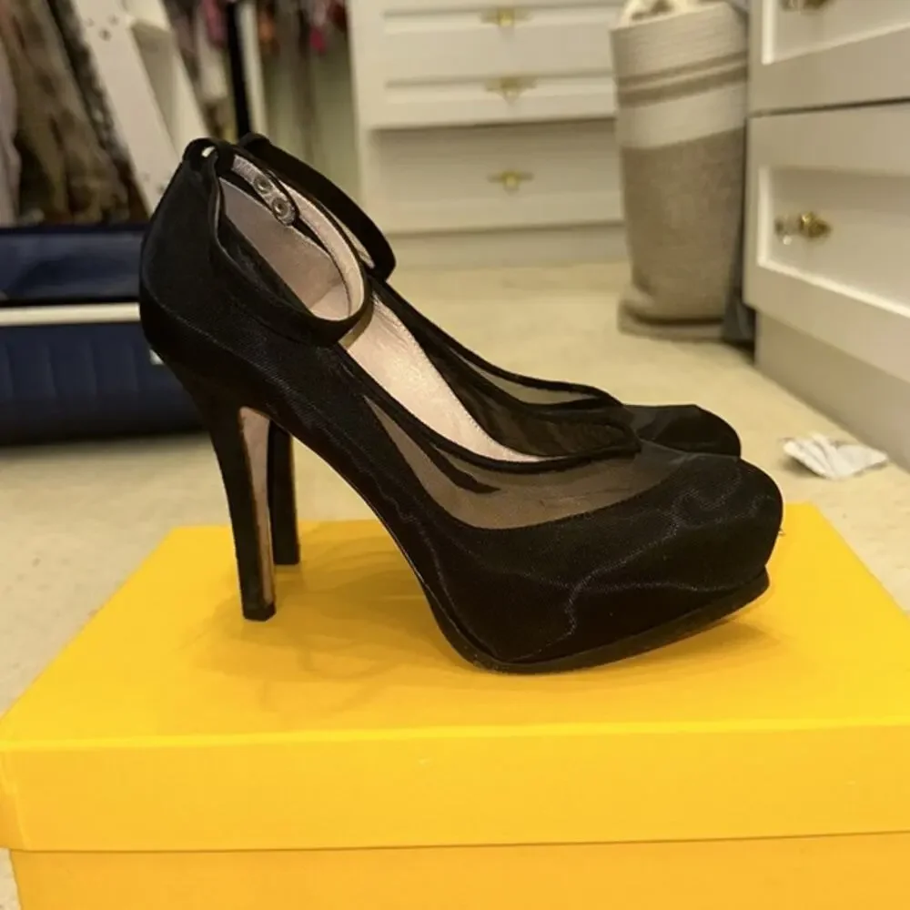 Fendi -  Mesh & Suede Decollete Platform Heel - Picture 4 of 10